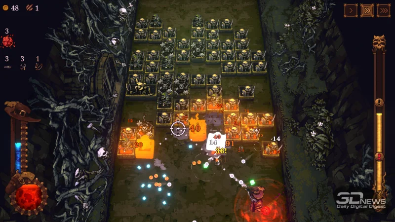  В процессе забега ширина коридора немного увеличивается, а потому и врагов становится больше 