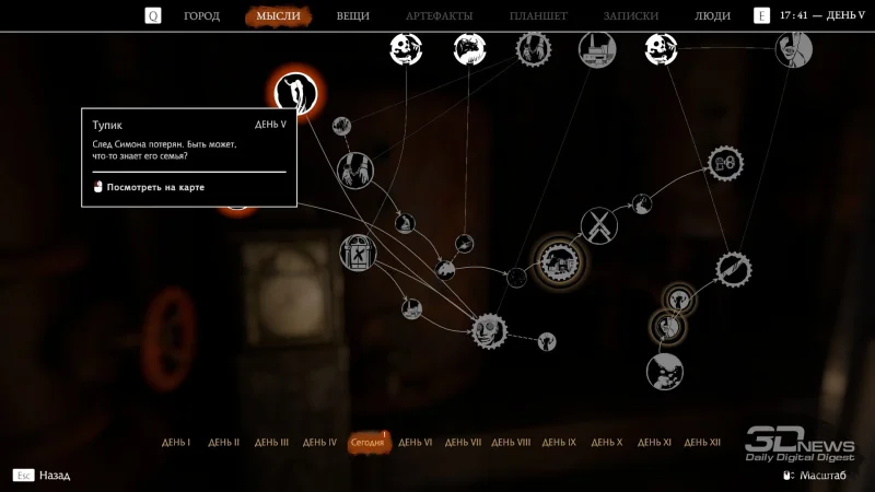  Карта мыслей номинально помогает сориентироваться во всех событиях дня, персонажах и целях Данковского 