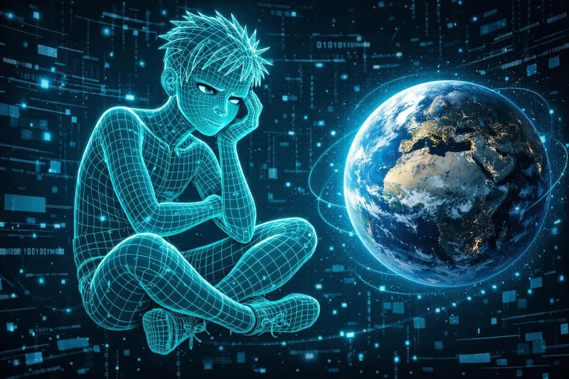  «Вот так, блин, не успеешь сознание обрести, а тут уже какой-то реальный мир спасать предлагают… Глаза б мои его не видели!» (источник: ИИ-генерация на основе модели GPT Image 1.5) 