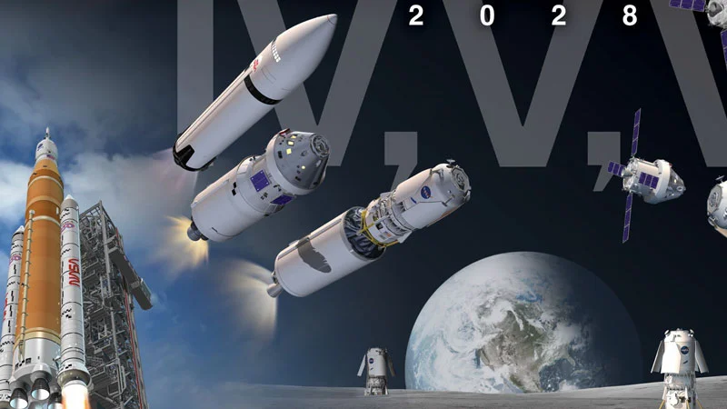  Спойлер NASA: по центру между разгонными блоками SpaceX и Blue Origen разгонный блок Centaur V с кораблём Orion 